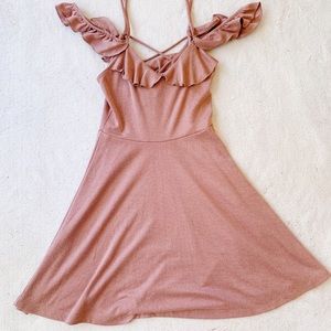 Cross Cross Back Dress With Ruffles